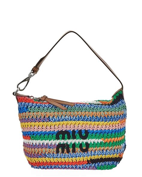 miu miu crochet multicolor bag|multicolor fabric crochet bag.